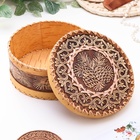 Шкатулка для украшений «Шишки», 18.5×18.5×8 см, береста - Фото 2