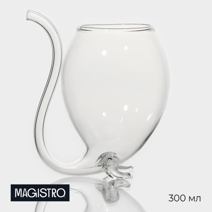 Бокал из стекла с трубочкой для вина Magistro «Пантера», 300 мл, 10,5×8,5×12,5 см - Фото 1