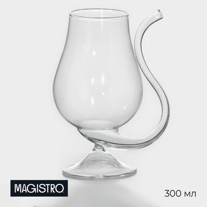 Бокал из стекла с трубочкой для вина Magistro «Пантера», 300 мл - фото 1908404008