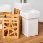 Набор аксессуаров для ванной комнаты «Дерево», 4 предмета (дозатор 300 мл, мыльница, 2 стакана), цвет белый - Фото 5