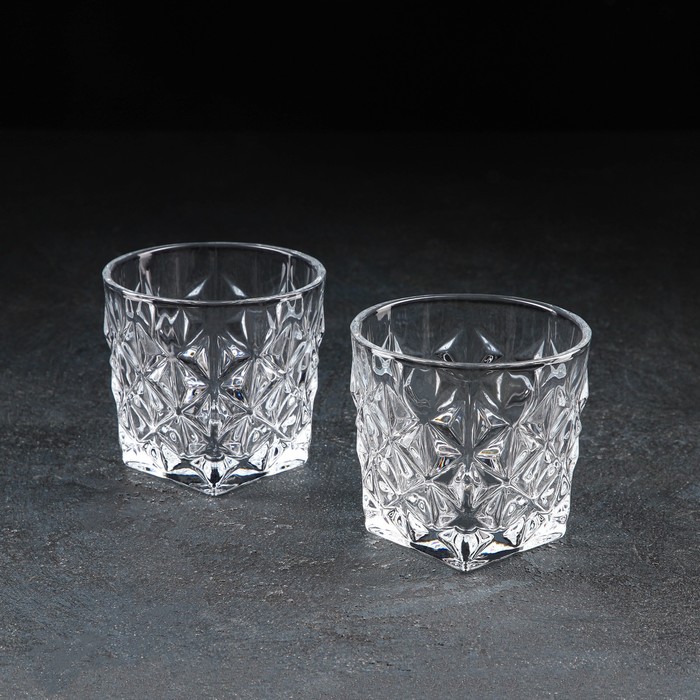 Набор стаканов стеклянных для виски «Рокс», 2 предмета: 350 мл, 9,6×9 см - Фото 1