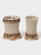 Аксессуары для ванной «Вензеля», 4 предмета, дозатор 200 мл, мыльница, 2 стакана, бежевые - Фото 3