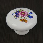 Ручка кнопка FLOWER Ceramics 017, d=32, керамическая, белая - Фото 3