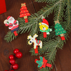 Прищепки декоративные «Новогодние чудеса», набор 6.5×3.5 см - Фото 2