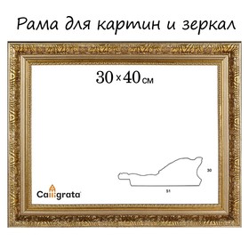Рама для картин (зеркал) 30 х 40 х 5,1 см, пластиковая, Delia золотая