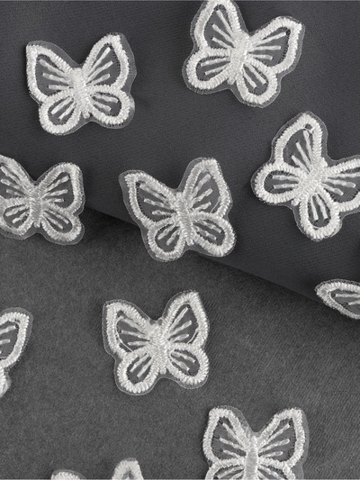 Аппликация для одежды «Бабочка», текстильная, 2.5×2.5 см, 10 шт., белая