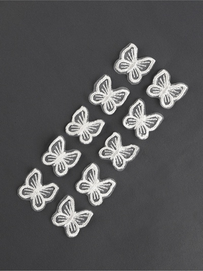 Аппликация для одежды «Бабочка», текстильная, 2.5×2.5 см, 10 шт., белая