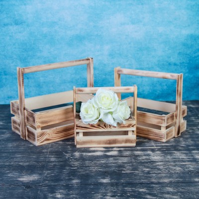 Подарочный ящик «Модерн», деревянный, с ручкой, цвет обожжённое дерево, набор 3 шт.