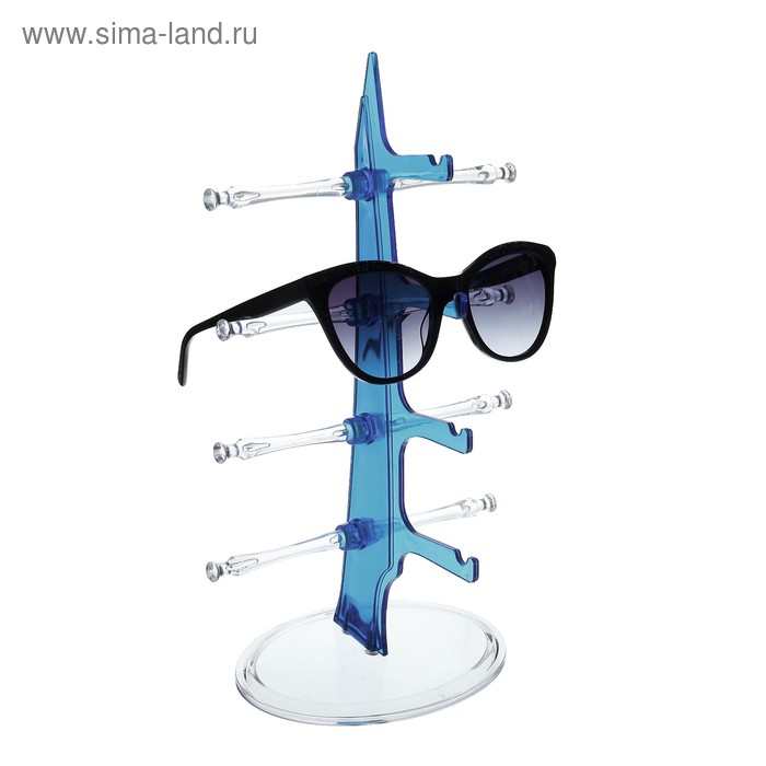 Подставка под очки 4 места, настольная 16*18,3*30, цвет синий - Фото 1