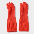 Перчатки хозяйственные латексные Доляна, размер S, длинные манжеты, цвет красный - Фото 5