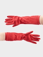 Перчатки хозяйственные Доляна, размер M, 38 см, длинные манжеты, латексные, красные - Фото 1
