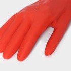 Перчатки хозяйственные латексные Доляна, размер M, 38 см, длинные манжеты, 95 гр, цвет красный - Фото 3