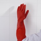 Перчатки хозяйственные резиновые Доляна, размер XL, 38 см, длинные манжеты, 90 гр, цвет красный - Фото 5