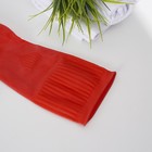 Перчатки хозяйственные резиновые Доляна, размер XL, 38 см, длинные манжеты, 90 гр, цвет красный - Фото 6