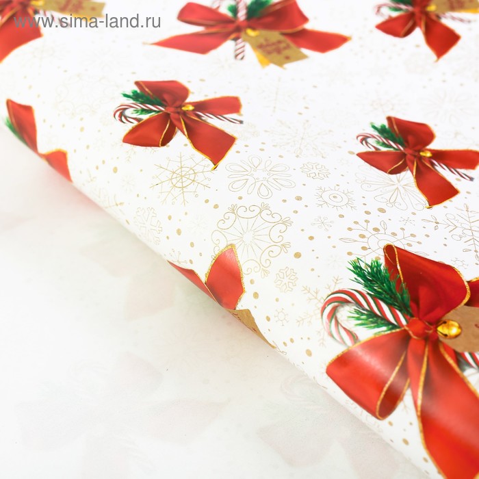 Бумага упаковочная глянцевая «Банты с леденцами», 70 × 100 см - Фото 1