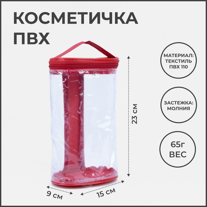 Косметичка на молнии с ручкой цвет красный 143₽