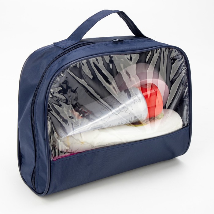 Косметичка на молнии, с ручкой, цвет синий 3838269