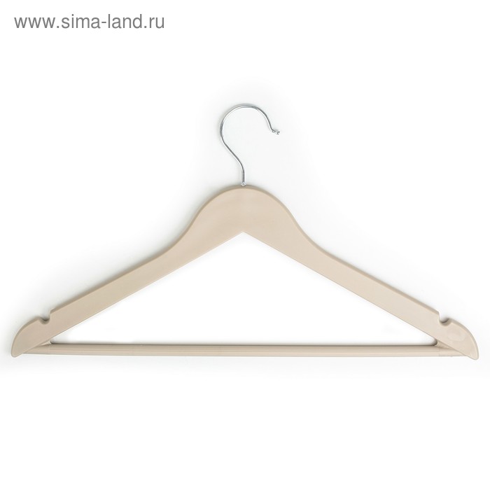 Плечики для одежды с антискользящей перекладиной Доляна, размер 44-48, цвет бежевый - Фото 1