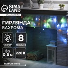 Гирлянда «Бахрома» 3 × 0.5 м, IP20, тёмная нить, 80 LED, свечение мульти, 8 режимов, 220 В - фото 322315856