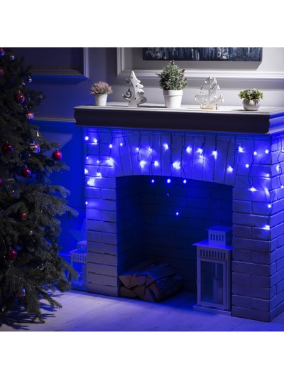 Гирлянда «Бахрома» 3×0.5 м, IP20, тёмная нить, 80 LED, свечение синее, 8 режимов, 220 В