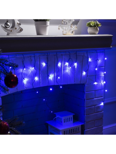 Гирлянда «Бахрома» 3×0.5 м, IP20, тёмная нить, 80 LED, свечение синее, 8 режимов, 220 В