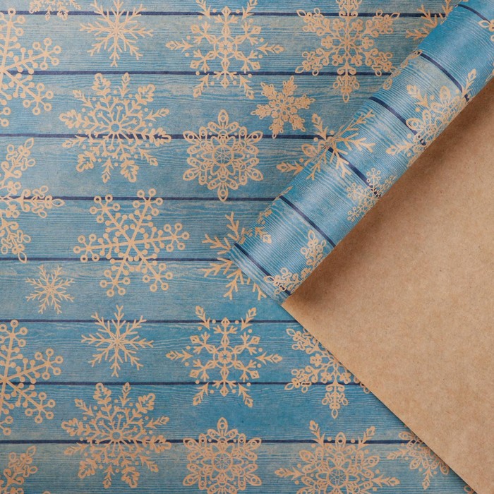 Бумага упаковочная крафтовая «Снежинки на дереве», 50 × 70 см - Фото 1