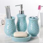 Набор аксессуаров для ванной комнаты «Риф», 4 предмета (дозатор, мыльница, 2 стакана), цвет голубой - Фото 2