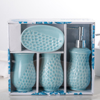 Набор аксессуаров для ванной комнаты «Риф», 4 предмета (дозатор, мыльница, 2 стакана), цвет голубой - Фото 3