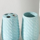 Набор аксессуаров для ванной комнаты Доляна «Волны», 4 предмета (дозатор 400 мл, мыльница, 2 стакана), цвет голубой - Фото 2