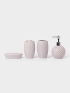 Аксессуары для ванной Доляна «Рельеф», 4 предмета, дозатор 300 мл, мыльница, 2 стакана, сиреневые - Фото 6