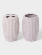 Аксессуары для ванной Доляна «Рельеф», 4 предмета, дозатор 300 мл, мыльница, 2 стакана, сиреневые - Фото 2