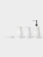 Аксессуары для ванной Доляна «Рельеф», 4 предмета, дозатор 340 мл, мыльница, 2 стакана 300 мл, белые - Фото 6