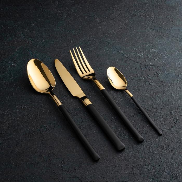Столовые приборы Magistro «Версаль», 4 предмета, нержавеющая сталь, золотистые, чёрные