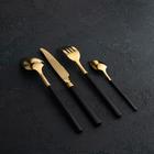 Столовые приборы Magistro «Версаль», 4 предмета, нержавеющая сталь, золотистые, чёрные - Фото 8