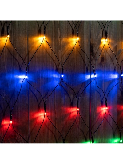 Гирлянда «Сеть» 2×3 м, IP44, УМС, тёмная нить, 384 LED, свечение мульти, 220 В