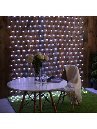 Гирлянда «Сеть» 2×3 м, IP44, УМС, тёмная нить, 384 LED, свечение белое, 220 В