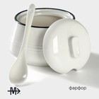 Сахарница с ложкой Magistro «Морской бриз», 250 мл, фарфор, белая - Фото 4