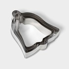 Форма для печенья Доляна «Колокольчик», набор 3 шт., 6×6 см, серебристая - Фото 4