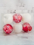 Ёлочные игрушки «Изящный узор», шары новогодние, d=8 см, 6 шт., красно-белый - Фото 2