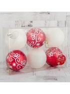 Ёлочные игрушки «Изящный узор», шары новогодние, d=8 см, 6 шт., красно-белый 3259725 - фото 4767428