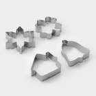 Набор форм для вырезания печенья Доляна «Снежинка. Домик. Колокольчик. Клевер», 4 шт. - Фото 2