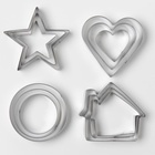 Формы для печенья Доляна «Домик.Круг.Сердце.Звезда», набор 12 шт., металл, серебристые - Фото 4