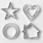 Формы для печенья Доляна «Домик.Круг.Сердце.Звезда», набор 12 шт., металл, серебристые - Фото 4