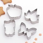 Набор форм для вырезания печенья «Бабочка, листок, яблоко, Китти», 4 шт, цвет хромированный - Фото 2