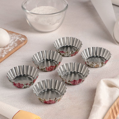 Набор форм для выпечки Доляна «Бутон. Розарий», 7×2 см, 6 шт., жесть