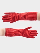 Перчатки хозяйственные Доляна, размер L, 38 см, длинные манжеты, латексные, цвет красный - Фото 1