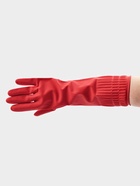 Перчатки хозяйственные Доляна, размер L, 38 см, длинные манжеты, латексные, цвет красный - Фото 2