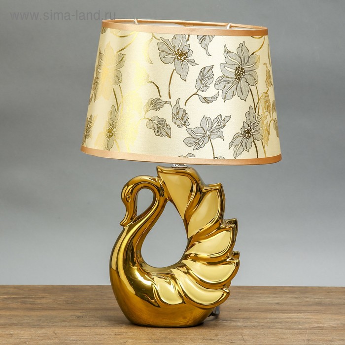 Лампа настольная керамика "Лебедь" кремовая+золото Е14 25W 39х25х18 см - Фото 1