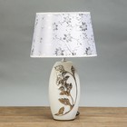 Лампа настольная керамика "Весенний цвет" белая+серебро жемчужины Е14 25W 39х23х16,5 см - Фото 1