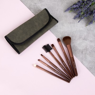 Набор кистей «Замша», 7 предметов, чехол на кнопке, цвет «хаки»